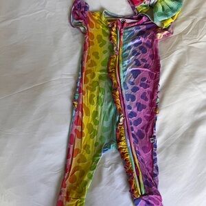 Bums & Roses convertible romper with matching bow